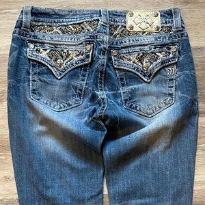 Miss Me. Size 30. Destroyed/Bedazzled Crop Jeans
